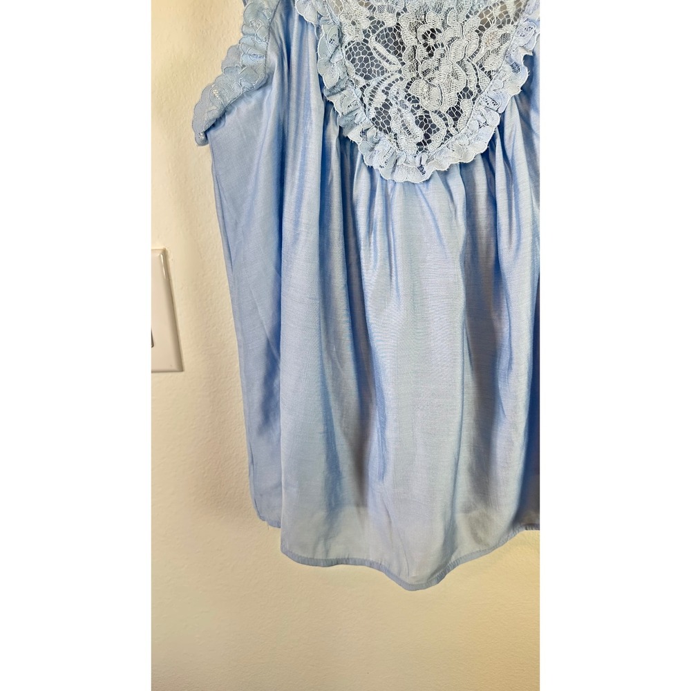 NWT Scoop Flowy Lace Tank Oversized S Blue Lace Trim Romantic Breezy Drape - Picture 9 of 12